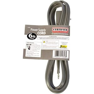 Certified Appliance Accessories 15-0346 15-Amp Appliance Power Cord, 6 Feet, 3 Wires, Grounded, Right Angle Plug Head, Gray