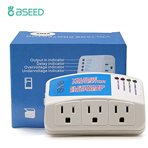 BSEED Voltage Protector, 3 Outlet Plug in Surge Protector for Home Appliance Multi Function Plug with Protection Wall Mount Power Suppressor for TV/PC/Refrigerator 120V 1400W 1 Pack
