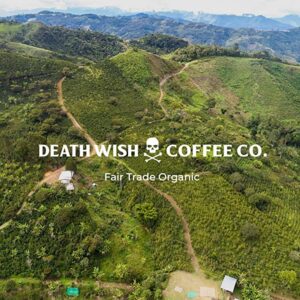 DEATH WISH COFFEE Whole Bean Espresso Roast - Extra Kick of Caffeine - Organic, Fair Trade, Strong Coffee Grounds from Arabica, Robusta Beans (1-Pack)