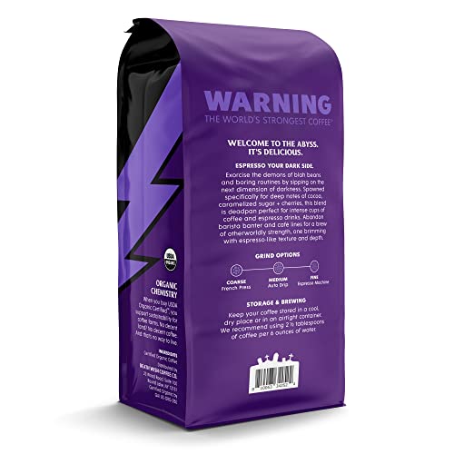 DEATH WISH COFFEE Whole Bean Espresso Roast - Extra Kick of Caffeine - Organic, Fair Trade, Strong Coffee Grounds from Arabica, Robusta Beans (1-Pack)