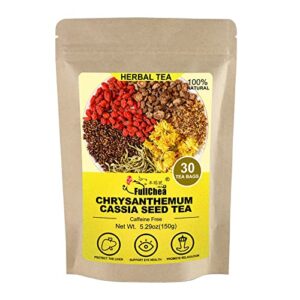 fullchea – chrysanthemum cassia seed tea, 30 teabags, 5g/bag – burdock root, goji berries, osmanthus, honeysuckle combination herbal tea – liver clearing & vision improving