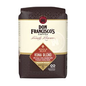 don francisco’s kona blend, medium roast, whole bean coffee, 100% arabica – 18 ounce bag