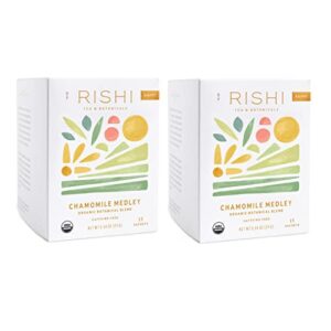 rishi tea chamomile medley herbal tea | immune support, usda certified organic, fair trade botanical blend, antioxidants, caffeine-free | 15 sachet bags, 0.84 oz (pack of 2)