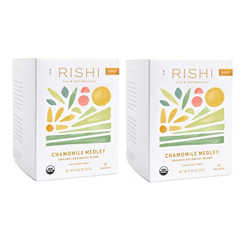 Rishi Tea Chamomile Medley Herbal Tea | Immune Support, USDA Certified Organic, Fair Trade Botanical Blend, Antioxidants, Caffeine-Free | 15 Sachet Bags, 0.84 oz (Pack of 2)