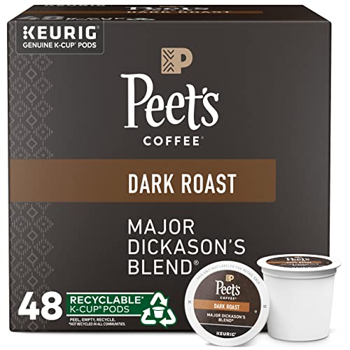 Peet's Coffee, Dark Roast K-Cup Pods for Keurig Brewers - Major Dickason's Blend 48 Count (1 Box of 48 K-Cup Pods)