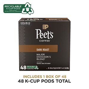 Peet's Coffee, Dark Roast K-Cup Pods for Keurig Brewers - Major Dickason's Blend 48 Count (1 Box of 48 K-Cup Pods)