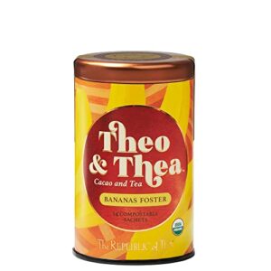The Republic of Tea - Theo and Thea Bananas Foster Full-Leaf Black Tea, 14 Pyramid Sachets, Low Caffeine