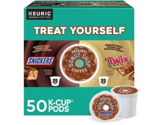 the original donut shop treat yourself variety pack: snickers and twix k-cup (50 ct.)