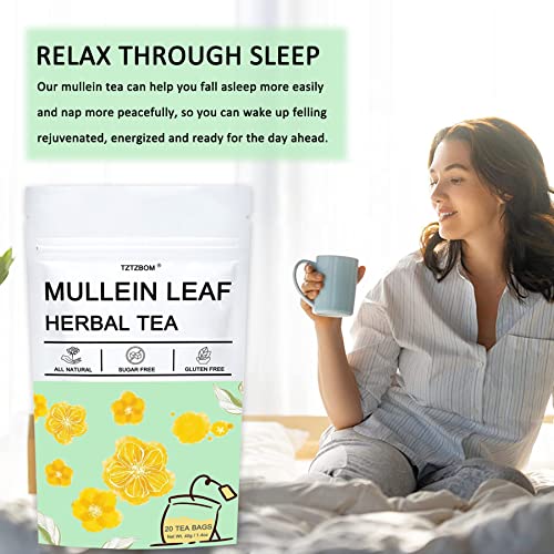 Organic Mullein Leaf Tea Lung Detox Cleanse Tea, 20 Tea Bags