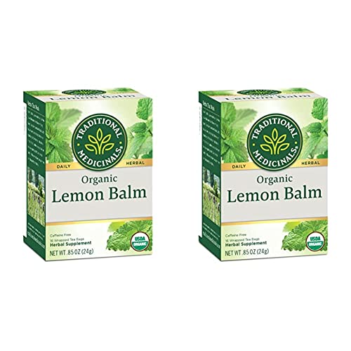 Traditional Medicinals Organic Lemon Balm Herbal Tea, Calming and Supports Digestion, (Pack of 2) - 16 Tea Bags