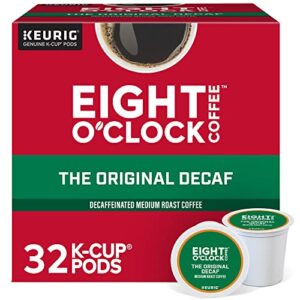 eight o’clock coffee the original decaf, single-serve keurig k-cup pods, medium roast coffee pods, 1 count (pack of 32)