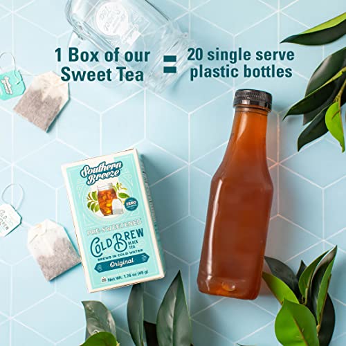 Southern Breeze Cold Brew Sweet Tea Blood Orange Iced Tea with Black Tea and Zero Carbs Zero Sugar, 20 Individually Wrapped Tea Bags (Pack of 2) Southern Sweet Tea Iced Tea Beverage