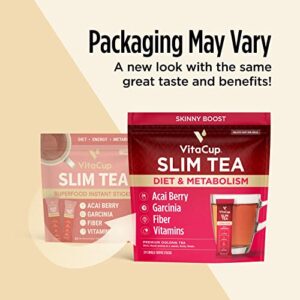 VitaCup Slim Instant Tea Packets For Diet Support, Oolong tea w/B Vitamins, Garcinia, Inulin & Acai, On-the-go Instant Sticks, 24 Ct