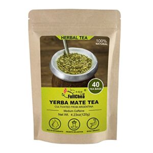 fullchea – yerba mate tea bag, 40 teabags, 3g/bag – unsmoked, cultivated from argentina – rich in antioxidants and plant nutrients
