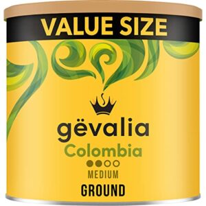 gevalia colombia medium roast ground coffee, 31.9 oz canister