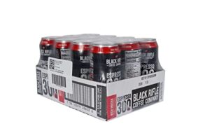 black rifle coffee ready to drink 15 fl oz (rich mocha, 12 count) 300mg of caffeine per can, 100% columbian coffee, gluten free, good source of protein, helps support veterans and first responders