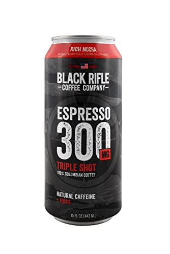 Black Rifle Coffee Ready To Drink 15 Fl Oz (Rich Mocha, 12 Count) 300mg of Caffeine Per Can, 100% Columbian Coffee, Gluten Free, Good Source of Protein, Helps Support Veterans and First Responders