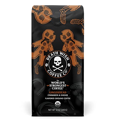DEATH WISH COFFEE - Gingerdead Ground Coffee - Extra Kick of Caffeine (12 Oz)