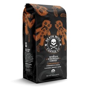 DEATH WISH COFFEE - Gingerdead Ground Coffee - Extra Kick of Caffeine (12 Oz)