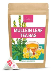 teelux mullein leaf tea bags, 3g/bag, natural mullein leaves, caffeine free, pure mullein herbal tea, 60 tea bags