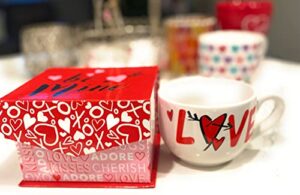 love coffee cup (white, red and black)