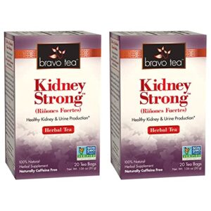 bravo tea kidney strong herbal tea caffeine free, 20 tea bags (pack of 2)