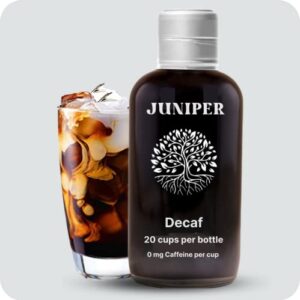 juniper ultra coffee (decaf) : caffeine free organic coffee concentrate – 0mg of caffeine per serving – create delicious iced or hot coffee in an instant with 20 servings per bottle.