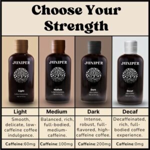 Juniper Ultra Coffee (Decaf) : Caffeine Free Organic Coffee Concentrate - 0mg of Caffeine per serving - Create Delicious Iced or Hot Coffee in an Instant with 20 Servings Per Bottle.