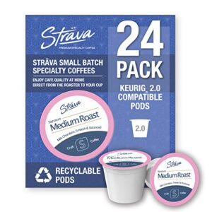 sträva signature low acid coffees k cups: café quality with vibrant flavor and aroma. fresh roasted, small-batch, specialty-grade, 100% arabica coffee, high antioxidant, non-gmo, gentle on the belly, single-serve k cup (medium roast colombian)