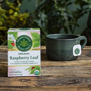 Traditional Medicinals Organic Raspberry Leaf Herbal Tea Caffeine Free, (Pack of 4) Total 64 Total Bag Tea