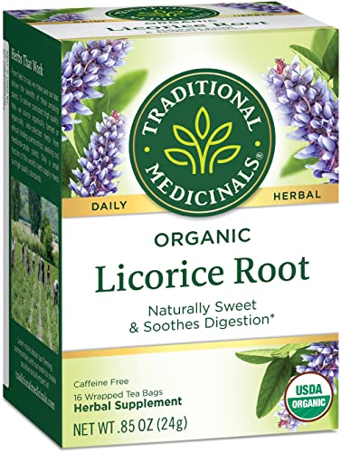 Traditional Medicinals Organic Licorice Root Herbal Tea, Soothes Digestion - 64 Tea Bags Total, 16 Count (Pack of 4)