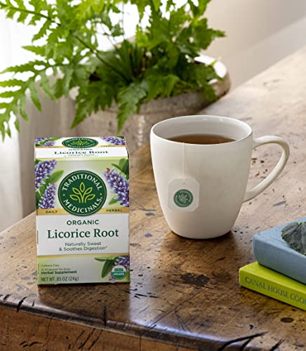 Traditional Medicinals Organic Licorice Root Herbal Tea, Soothes Digestion - 64 Tea Bags Total, 16 Count (Pack of 4)