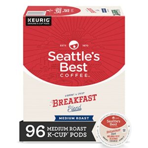 seattle’s best coffee k-cup coffee pods—medium roast coffee—breakfast blend for keurig brewers, 100% arabica—4 boxes (96 pods total)