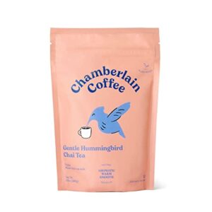 chamberlain coffee gentle hummingbird chai mix – warm, aromatic vegan chai with oat milk, vanilla & spices – hot or iced instant chai latte – sustainably packaged – 10oz – 10 servings