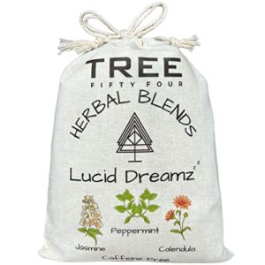 lucid dreamz herbal blend – mugwort, jasmine, peppermint | natural caffeine free tea/smoke blend/incense herbs by tree fifty four | 3 oz sachet w/infusers