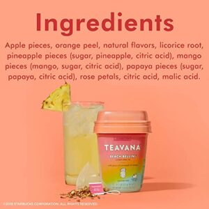 Teavana Jade Citrus Mint Green Tea, Beach Bellini, Lemon Ginger Bliss Herbal Tea Caffeine Free with Recipe eBook - Set of 4 Items (Without Honey Sticks)