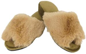 elegant interior 71029sp-br fur slippers with 1.6-inch (4 cm) heel, brown, m size