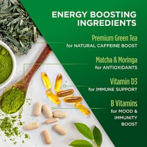 VitaCup Green Tea Instant Packets, Enhance Energy & Detox with Matcha, Moringa, B Vitamins, D3, Fiber, Keto, Paleo, Vegan in Tea Powder Single Serving Sticks, 48 Ct