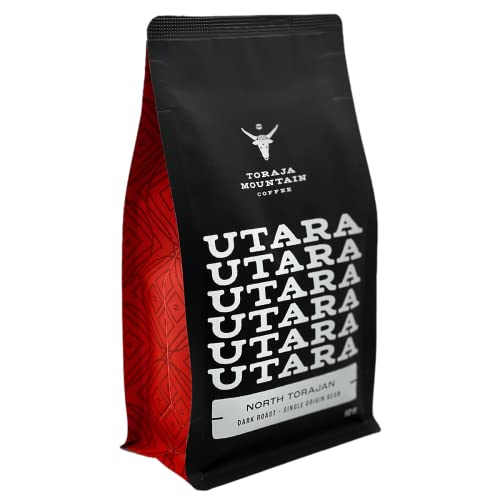 Toraja Mountain Coffee Utara, Indonesian Coffee, Low Acid, Limited Edition Dark Roast, Whole Bean Coffee, 12-ounce