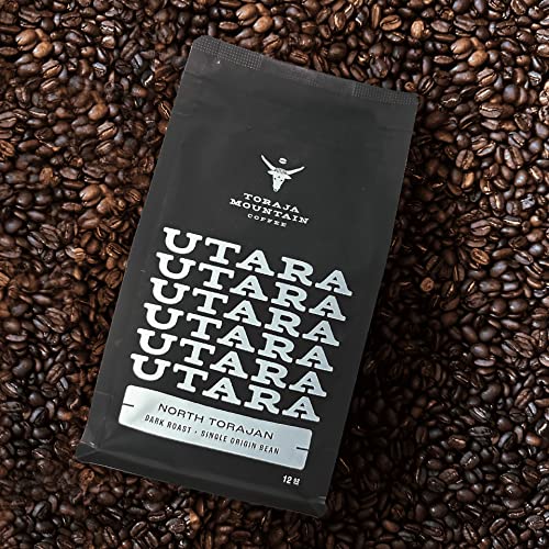 Toraja Mountain Coffee Utara, Indonesian Coffee, Low Acid, Limited Edition Dark Roast, Whole Bean Coffee, 12-ounce