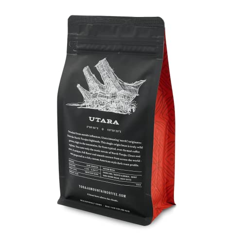 Toraja Mountain Coffee Utara, Indonesian Coffee, Low Acid, Limited Edition Dark Roast, Whole Bean Coffee, 12-ounce