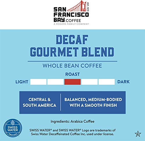 San Francisco Bay Whole Bean Coffee - DECAF Gourmet Blend (2lb Bag), Medium Roast, Swiss Water Processed