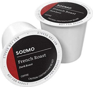 amazon brand – 100 ct. solimo dark roast coffee pods, french roast, compatible with keurig 2.0 k-cup brewers