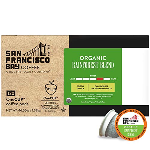 San Francisco Bay Compostable Coffee Pods - Organic Rainforest Blend (120 Ct) K Cup Compatible including Keurig 2.0, Medium Dark Roast