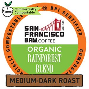 San Francisco Bay Compostable Coffee Pods - Organic Rainforest Blend (120 Ct) K Cup Compatible including Keurig 2.0, Medium Dark Roast