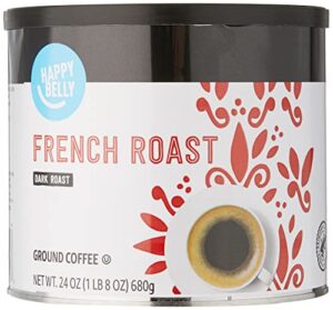 amazon brand – happy belly french roast canister coffee, dark roast, 24 ounce