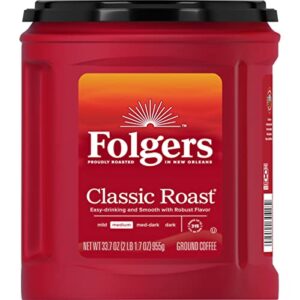 folgers classic roast ground coffee, 33.7 ounce