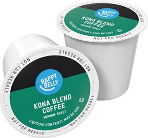 amazon brand – happy belly medium roast coffee pods, kona blend, compatible with keurig 2.0 k-cup brewers