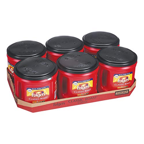 Folgers 20421Ct Coffee, Classic Roast, Ground, 30.5 Oz Canister, 6/Carton