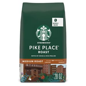starbucks medium roast whole bean coffee — pike place — 100% arabica — 1 bag (28 oz)